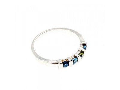 925 Sterling Silver Topaz, Peridot & Spinel Ring Size 9