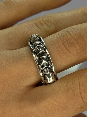 925 Sterling Silver Skull Custom Ring Size 10.5