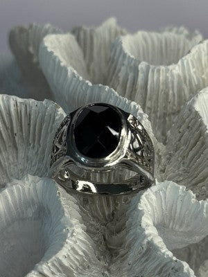 925 Sterling Silver Onyx & Beryl Ring Size 9