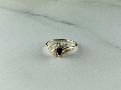 10K Yellow Gold Spinel & White Topaz Ring Size 5.5