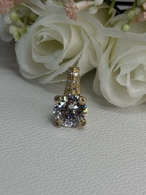 925 Sterling Silver Gold Plated CZ Pendant Length 0.80 Inch