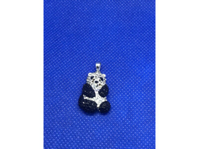 925 Sterling Silver Black & White CZ Panda Pendant