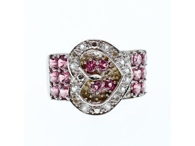 925 Sterling Silver CZ "Heart" Ring Size 9.5