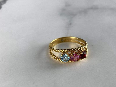 GOLD PLATED RING WITH MULTICOLOR CZ SIZE 6.5