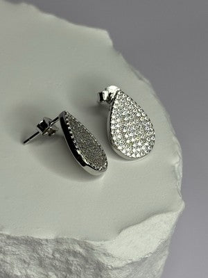 925 Sterling Silver Drop CZ Earrings Length 0.65 Inch