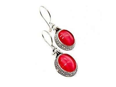 Vintage 925 Sterling Silver Agate Earrings