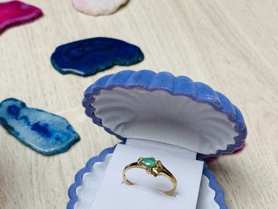 10K Yellow Gold Emerald & Diamonds Ring Size 6.75