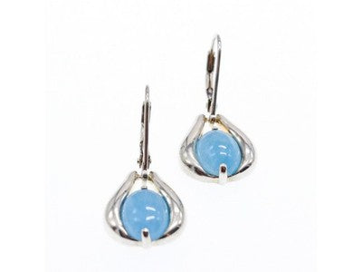 925 Sterling Silver Blue Agate Earrings