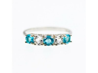 925 Sterling Silver Topaz and Beryl Ring Size 9