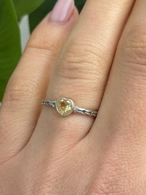 ATI 925 Sterling Silver Citrine Heart  Ring Size 6.5