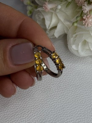 925 Sterling Silver Citrine Earrings Length 0.80 Inch
