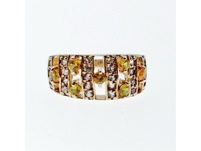 925 Sterling Silver Citrine & Quartz Ring Size 8.5