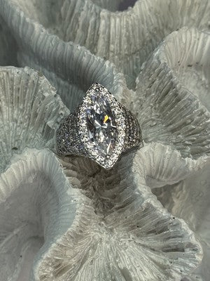 Shiny 925 Sterling Silver CZ Ring Size 6