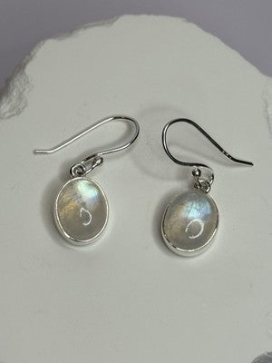 925 Sterling Silver Moonstone Earrings Length 1.1 Inch