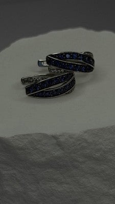 925 Sterling Silver Blue & White Sapphire Stones Earrings