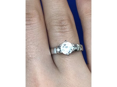 Engagement Ring with 10K white gold plated Size 6.5