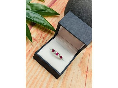 925 Sterling Silver Pink & White/Colorless Topazes Ring Size 6.5