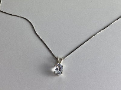 925 Sterling Silver White Tourmaline (Achroite) Chain With Pendant