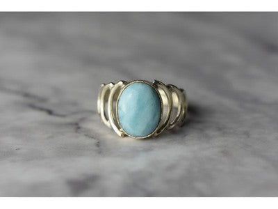 925 Sterling Silver Larimar Ring Size 7