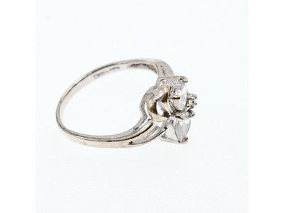 925 Sterling Silver White CZ "Hearts" Ring Size 9