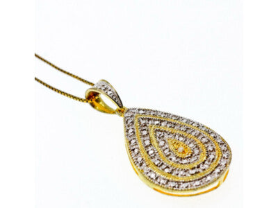 925 Sterling Silver Gold Plated CZ "Drop" Chain With Pendant