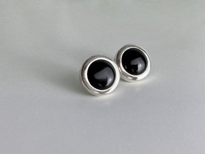 925 Sterling Silver Black Onyx Classic Stud Earrings