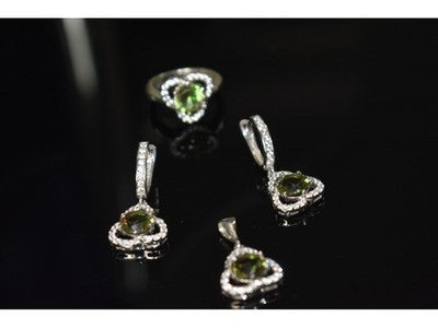 925 Sterling Silver Alpanite & CZ Jewelry SET Turkey