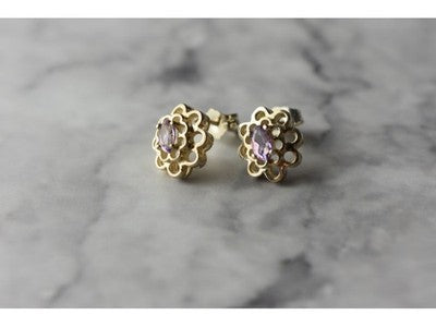 925 Sterling Silver Amethyst Stud Earrings