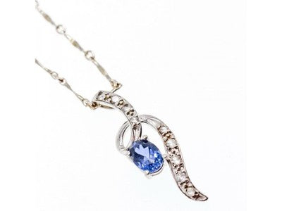 925 Sterling Silver London Blue & White Topaz Chain With Pendant(2)