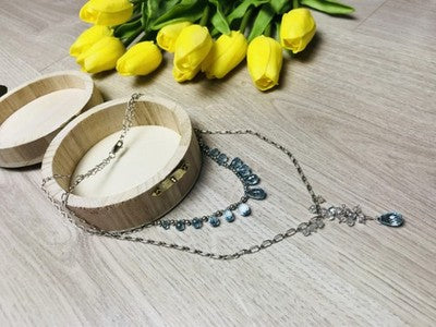 925 Sterling Silver Blue Jadeite Necklace
