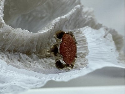Vintage 925 Sterling Silver Aventurine Ring Size 6