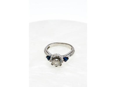 925 Sterling Silver Blue & White CZ Ring Size 6.5