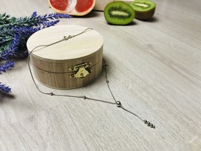 925 Sterling Silver Necklace with Beads Italy