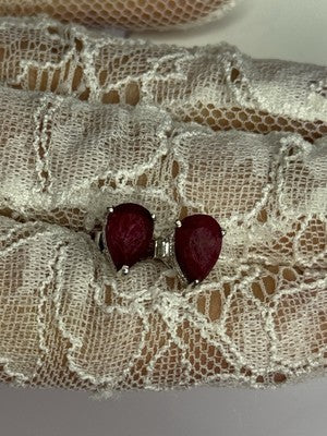 925 Sterling Silver Ruby Earrings Length 0.37 Inch