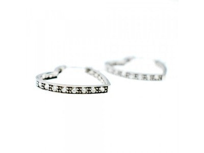 925 Sterling Silver White CZ "Hearts" Earrings