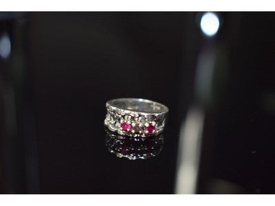 925 Sterling Silver Pink Topaz & Amethyst Ring Size 6.5