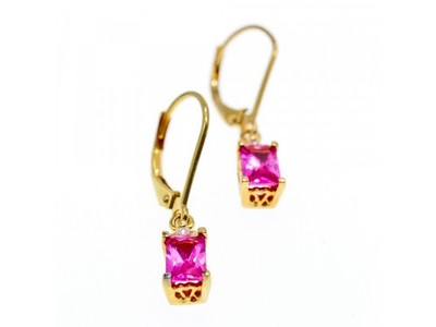 925 Sterling Silver Gold Plated Pink Topaz & Goshenite Earrings