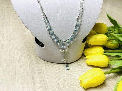 925 Sterling Silver Blue Jadeite Necklace