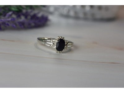925 Sterling Silver Black Spinel Ring Size 10.25