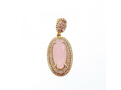 925 Sterling Silver Gold Plated Pink Alpanite & CZ Set