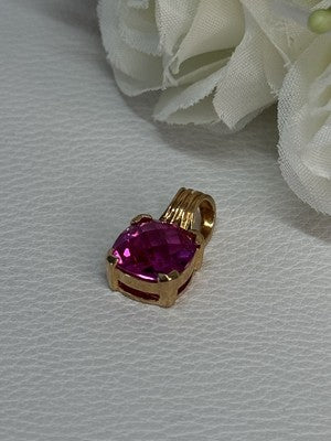 925 Sterling Silver Gold Plated Pink Spinel Pendant Length 0.70 Inch