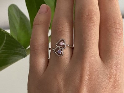 925 Sterling Silver CZ "Hearts" Ring Size 7