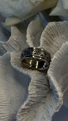 Spinner Wide Band Geometric Unisex 925 Sterling Silver Ring Size 11.5