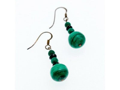 925 Sterling Silver Malachite Dangle Earrings