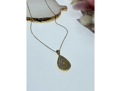 925 Sterling Silver Gold Plated CZ "Drop" Chain With Pendant