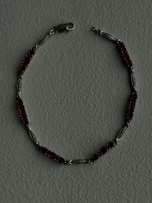 925 Sterling Silver Pink Sapphire Love Romantic Bracelet 7