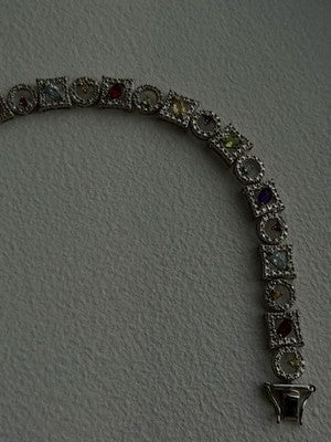 925 Sterling Silver Garnet Topaz Amethyst Peridot Citrine Bracelet 7.5