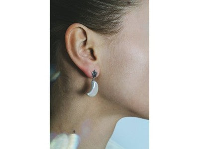 925 Sterling Silver Mother OF Pearl "Moon & Stars" Earrings