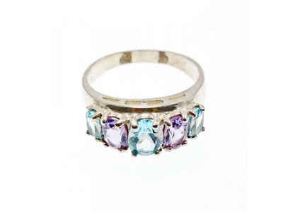 925 Sterling Silver Blue Spinel & Tanzanite Ring Size 11.25