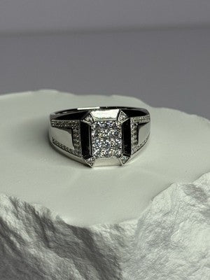 925 Sterling Silver CZ Men'S Ring Size 12